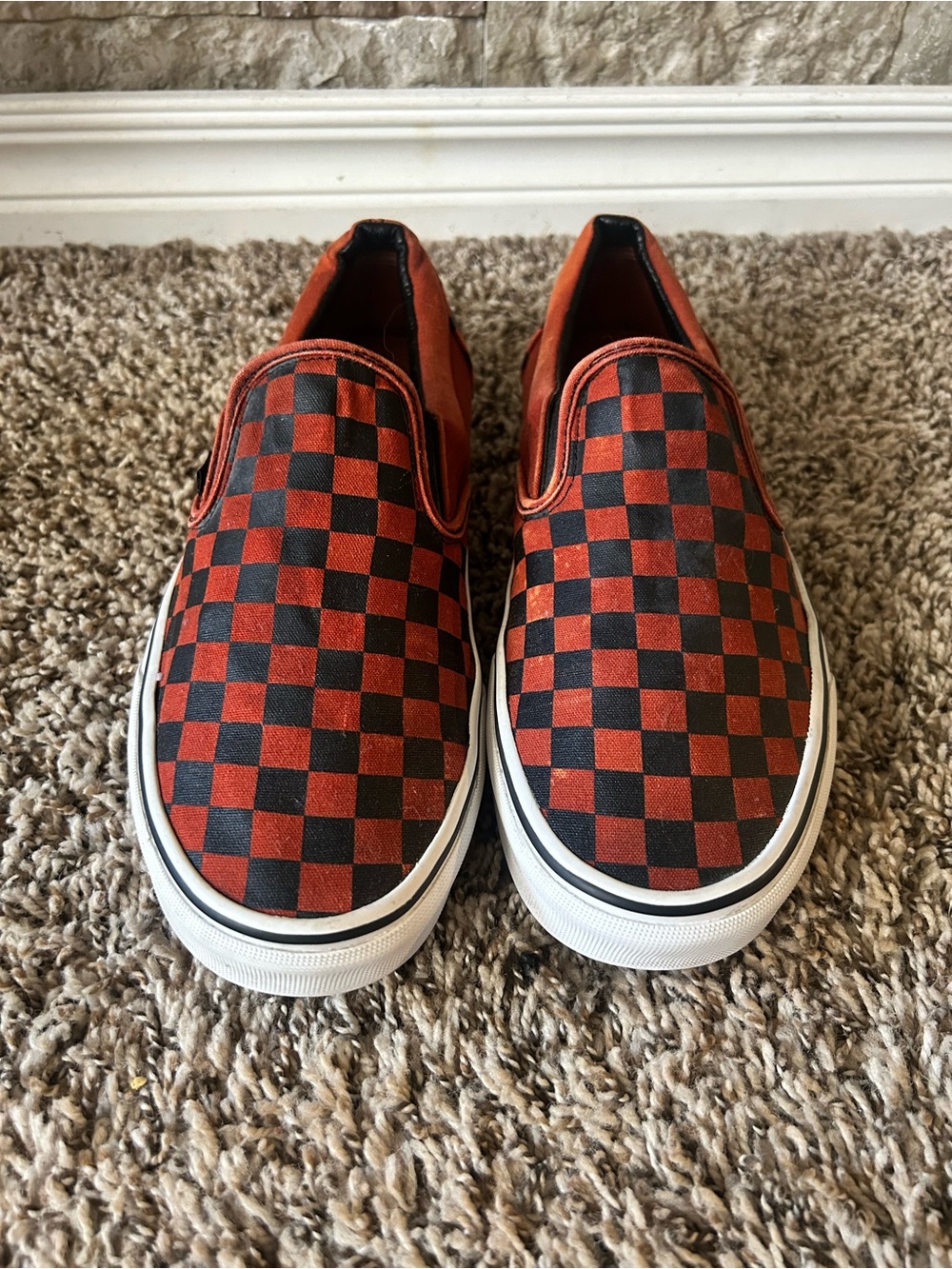 Vans Slip-On Leopard Print Checkerboard Canvas Shoes - Brown/Black
